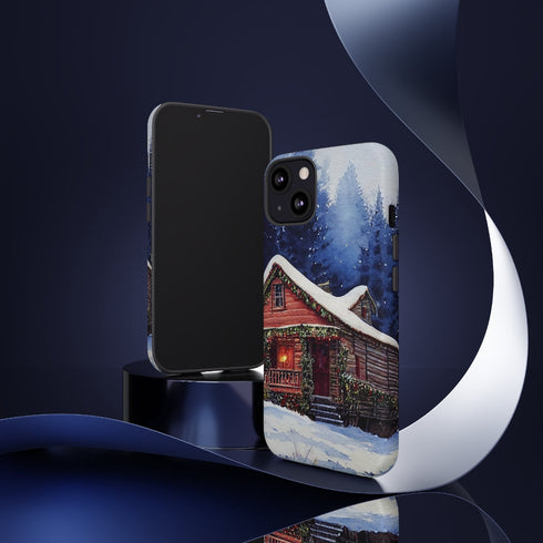 Cozy Christmas Cabin in the Snow - Impact Resistant Phone Case
